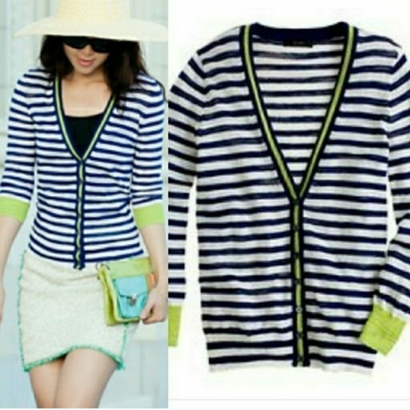 J. Crew Sweaters - J. Crew Blue White Gauze Button Front Cardigan